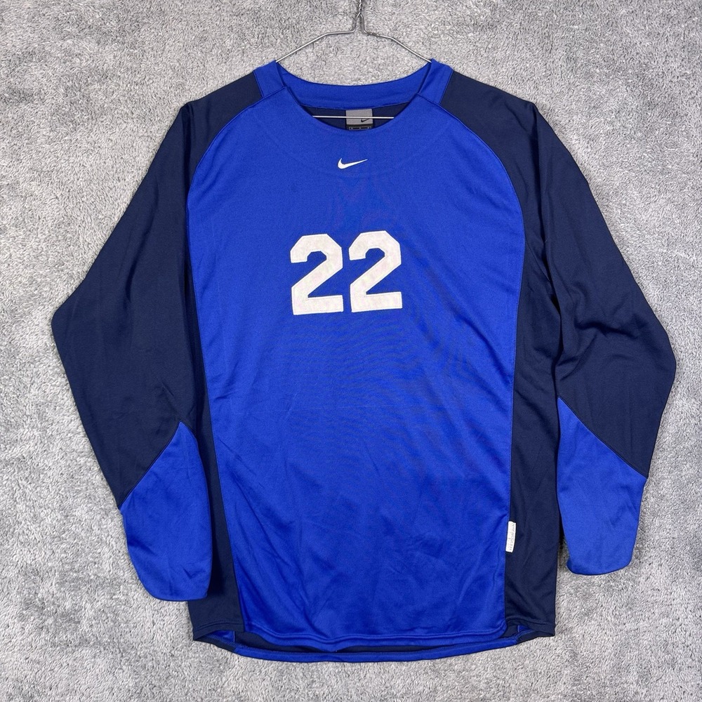 Vintage Nike Soccer Jersey Mens‎ M Y2K Silver Tag Center Swoosh Long Sleeve